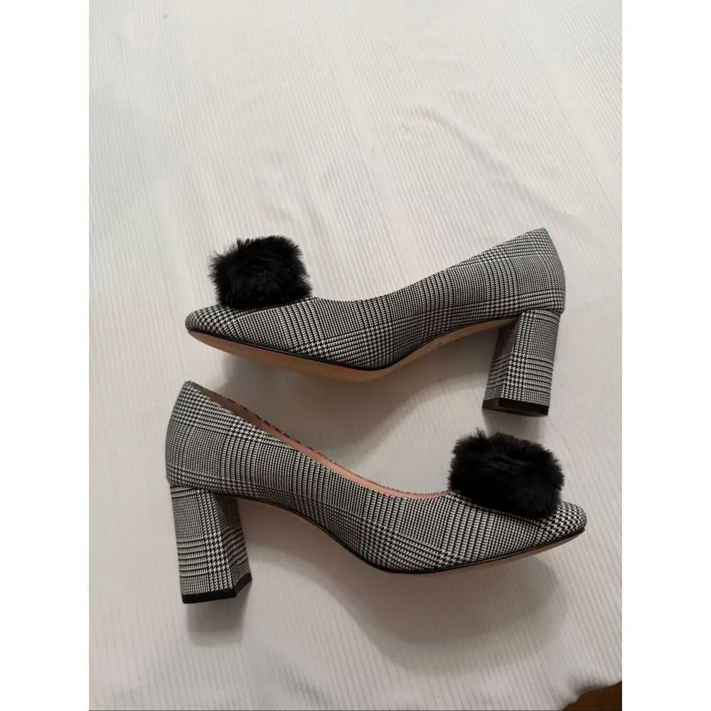 Kate Spade New York Women’s Carine Black White Pom Pom Heels Pumps Size 7 M